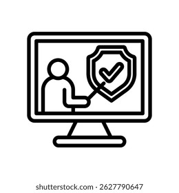 Security Awareness Vector Lineal Icon On White Background.