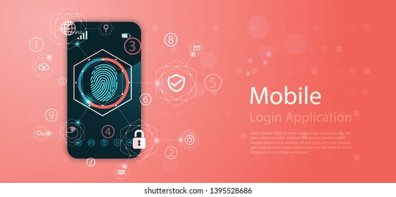 Security background with lock. Finger-print scanning.Abstract digital conceptual technology. computer technology website internet web.infographics. 