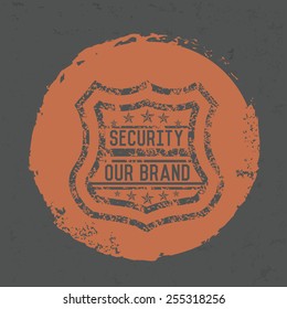 Security badge design on grunge background, grunge vector