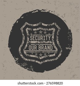 Security badge design on grunge background, grunge vector