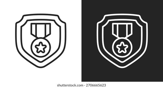 Icono De La Insignia De Seguridad En Estilo De Línea En Blanco Y Negro