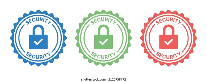 Security Badge Icon. Padlock With Check Mark Icon Vector Illustration.