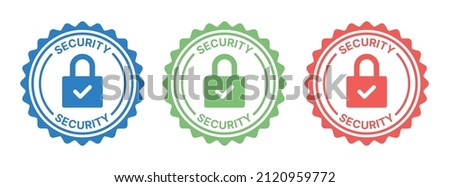 Security badge icon. Padlock with check mark icon vector illustration.