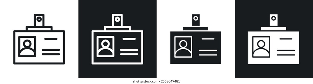 Security badge icons pack in black and white filled and outlined versions.