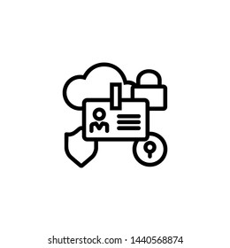 Security badge line icon. ID card, name tag, personal data. Web security concept. Vector illustration can be used for topics like internet,protection, corporate network