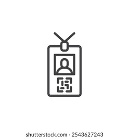 Icono de línea de insignia de seguridad. signo de estilo lineal para concepto y Diseño web móvil. Insignia de identificación con el ícono de Vector del contorno de la autorización de seguridad. Símbolo de autorización e identidad, ilustración del logotipo. 