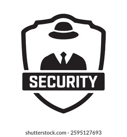 Security Badge Logo - Shield Icon with Suit and Hat