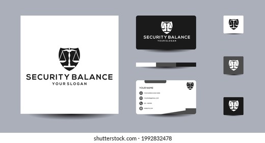 security balance logo design and inspirational business card.Premium vector