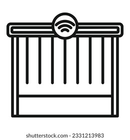 Vector de contorno de icono de barrera de seguridad. Puerta automática. Pared metálica