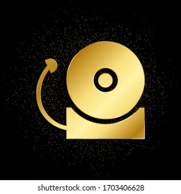 Security bell gold icon. Vector illustration of golden particle background.