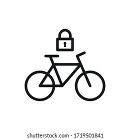 Security Bike Rental Icon, Lock Bicycle Smybol, Locking A Bicycle Vector