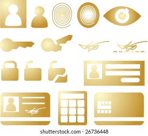 Sicherheits- und biometrische Icon-Set, Clipart-Illustration