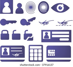 Security and biomtetric icon set, clipart illustration