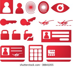 Security and biomtetric icon set, clipart illustration