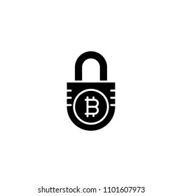 Security of bitcoin funds black icon concept. Security of bitcoin funds flat  vector symbol, sign, illustration.