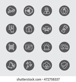 Security black circles line icon