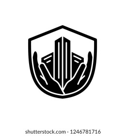 Security black icon, vector sign on isolated background. Security concept symbol, illustration 