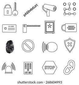 security black simple outline icons set eps10