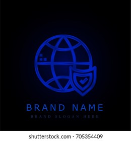 Security blue chromium metallic logo