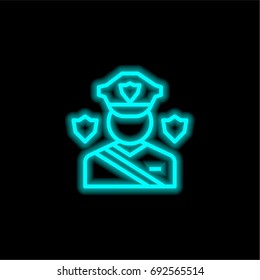Security blue glowing neon ui ux icon. Glowing sign logo vector