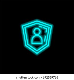 Security blue glowing neon ui ux icon. Glowing sign logo vector