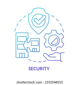 Security Blue Gradient Concept Icon. Prevent Failure. Bankruptcy Protection. Merger Objective Abstract Idea Thin Line Illustration. Isolated Outline Drawing. Myriad Pro-Bold Fonts Used