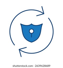 Security Blue Line Editable Stroke Icon. Real Estate, Building, House, Home, Property Vector Illustration