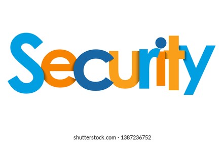 SECURITY blue and orange vector typography banner