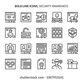 Security, bold line icons. The illustrations are a vector, editable stroke, 48x48 pixel perfect files. Crafted with precision and eye for quality.