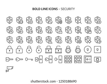 Security, bold line icons. The illustrations are a vector, editable stroke, 48x48 pixel perfect files. Crafted with precision and eye for quality.