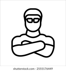  security bouncer icon, with crossed arms showing strength and authority, fitting for nightlife or security themes.