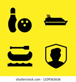 security, bowling, canoe and boat vector icon set. Sample icons set for web and graphic design