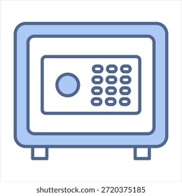 Colección de estilo de icono azul de caja de seguridad