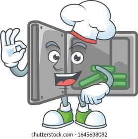 Security box open cartoon character in a chef dress and white hat