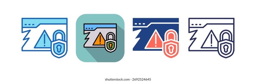 Security Breach Alert Icon multistyle Vector Illustration