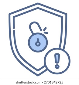 Violação de Segurança Ícone Azul Ilustração Vetor