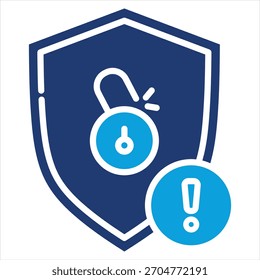 Violação de segurança Estilo de ícone azul plano
