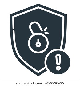 Ilustração do vetor de ícone de glifo de violação de segurança
