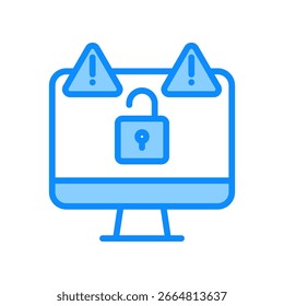 Icono de violación de seguridad Ilustración vectorial de color azul