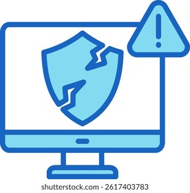 Security Breach Icon Blue Vector Illustration