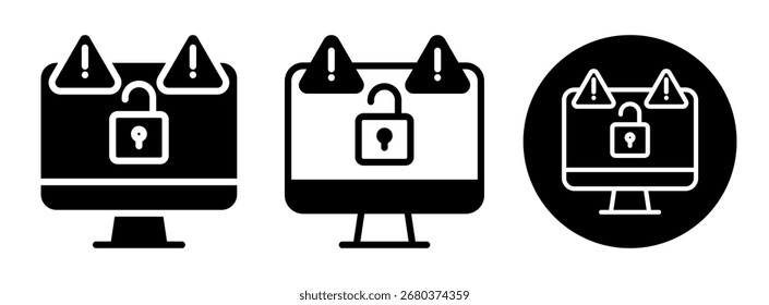 Security Breach Icon Collection Glyph and Mixed Style Vector Illustration