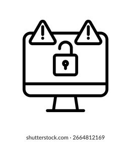 Security Breach Icon Outline Vector Illustration