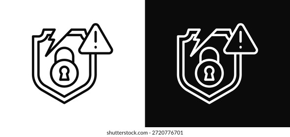 Security Breach Icon Set Black And White