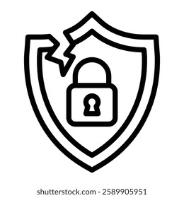 Security Breach Vector Line Icon Design For Personal And Commercial Use