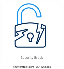 concepto de icono de ruptura de seguridad y bloqueo
