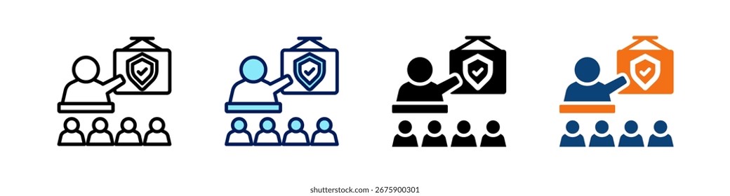 Conjunto vetorial de vários estilos do resumo de segurança em um ícone