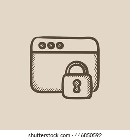 Security browser vector sketch icon isolated on background. Hand drawn Security browser icon. Security browser sketch icon for infographic, website or app.