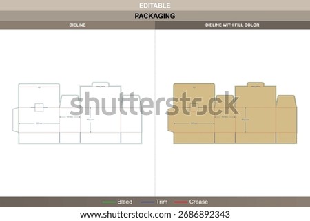 Security buckles flat top cartons dieline, custom packaging template with fold structure and die line for retail-ready product branding and shipping