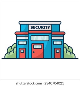 Security Building Cartoon Illustration Vector