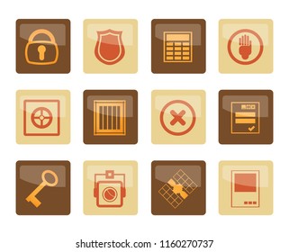 Security and Business icons over brown background - vector  icon set